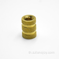 น็อตเกลียวทองเหลือง knurled แบบกำหนดเองคุณภาพสูง